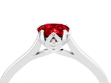 White gold Pear Cut Ruby Solitaire Ring with Flower Prong Setting and Classic Band_53