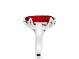 White gold Pear Cut Ruby Solitaire Ring with Flower Prong Setting and Classic Band_54