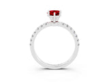 White gold Pear Cut Ruby Solitaire Ring with Pavé Accents and Four-Prong Setting_3