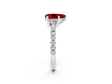 White gold Pear Cut Ruby Solitaire Ring with Pavé Band and Four-Prong Setting_26