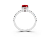 White gold Pear Cut Ruby Solitaire Ring with Pavé Band and Four-Prong Setting_27