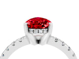 White gold Pear Cut Ruby Solitaire Ring with Pavé Band and Four-Prong Setting_28
