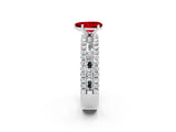 White gold Pear Cut Ruby Solitaire Ring with Pavé and Channel Set Band_2
