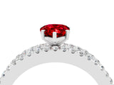 White gold Pear Cut Ruby Solitaire Ring with Pavé and Channel Set Band_4