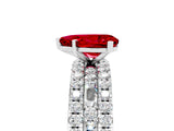 White gold Pear Cut Ruby Solitaire Ring with Pavé and Channel Set Band_5