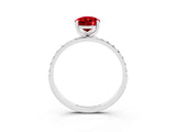 White gold Pear Cut Ruby Solitaire Ring with Pave Band and Four Prong Setting_27