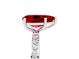 White gold Pear Cut Ruby Solitaire Ring with Pave Band and Four Prong Setting_29
