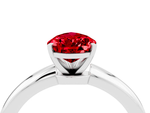 White gold Pear Cut Ruby Solitaire Ring with Six-Prong Setting and Classic Band_16