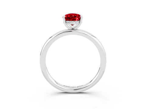 White gold Pear Cut Ruby Solitaire Ring with Thin Band and Four-Prong Setting_15