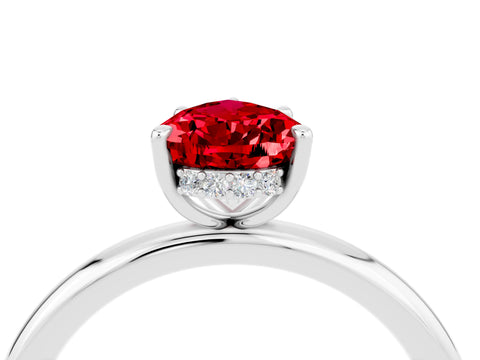 White gold Pear Cut Ruby Solitaire Ring with Thin Band and Four-Prong Setting_16