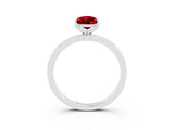 White gold Pear Cut Ruby Solitaire Ring with Thin Band and Prong Setting_15