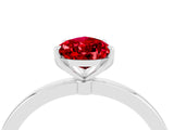 White gold Pear Cut Ruby Solitaire Ring with Thin Band and Prong Setting_16