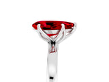 White gold Pear Cut Ruby Solitaire Ring with Thin Band and Prong Setting_17