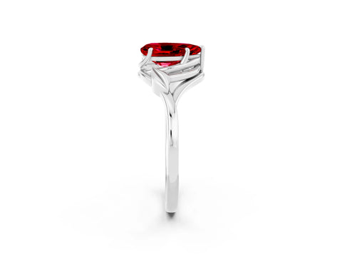 White gold Pear Cut Ruby Solitaire Ring with Twist Band and Four-Prong Setting_38