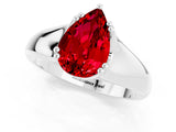 White gold Pear Cut Ruby Solitaire Ring with Wide Band and Prong Setting_1