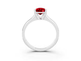 White gold Pear Cut Ruby Solitaire Ring with Wide Band and Prong Setting_3