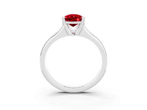 White gold Pear Cut Ruby Solitaire Ring with Wide Band and Prong Setting_3