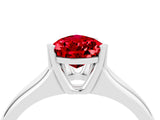 White gold Pear Cut Ruby Solitaire Ring with Wide Band and Prong Setting_4
