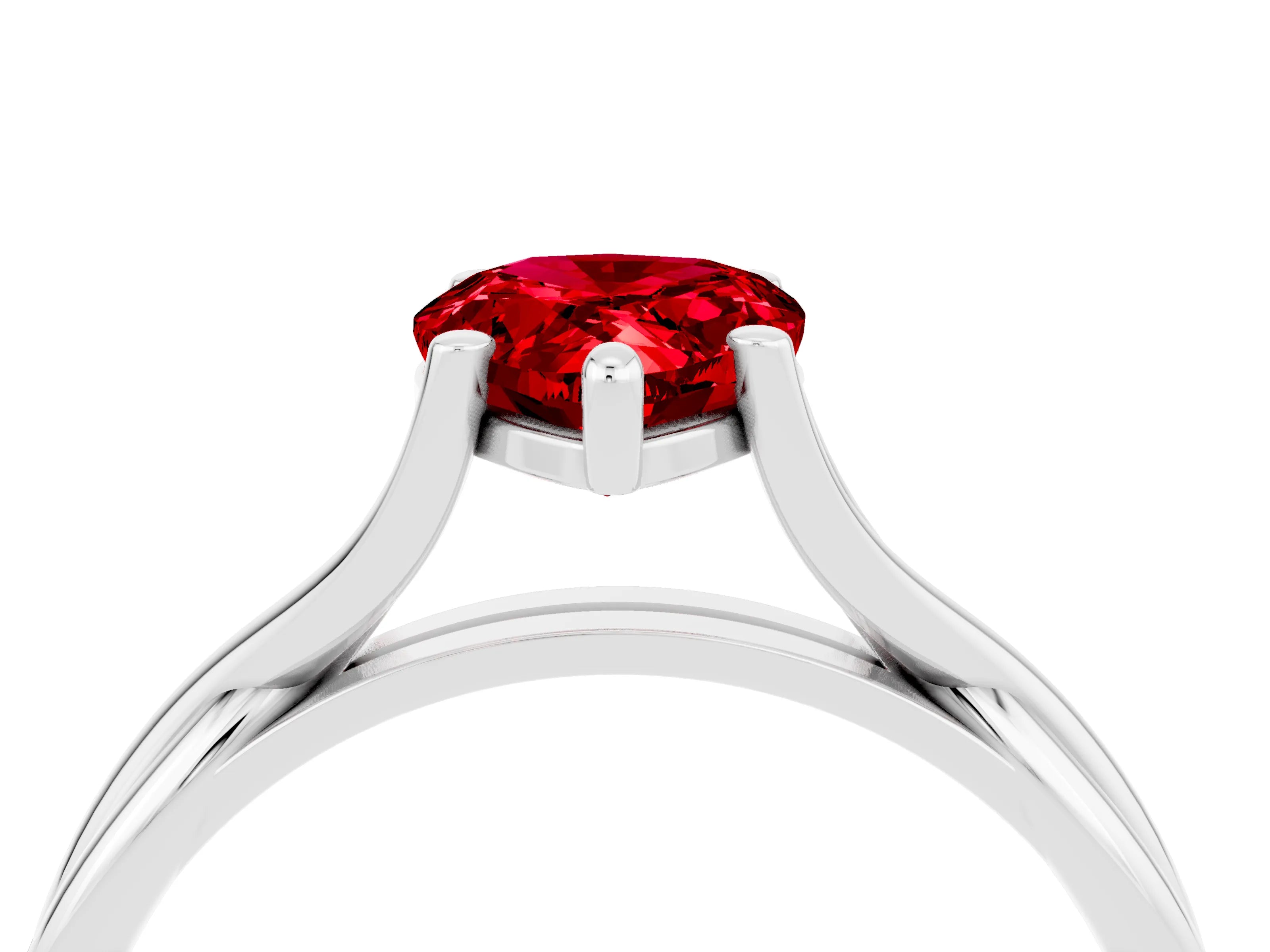 White gold Pear Cut Ruby Solitaire Twist Band Prong Setting Ring_40