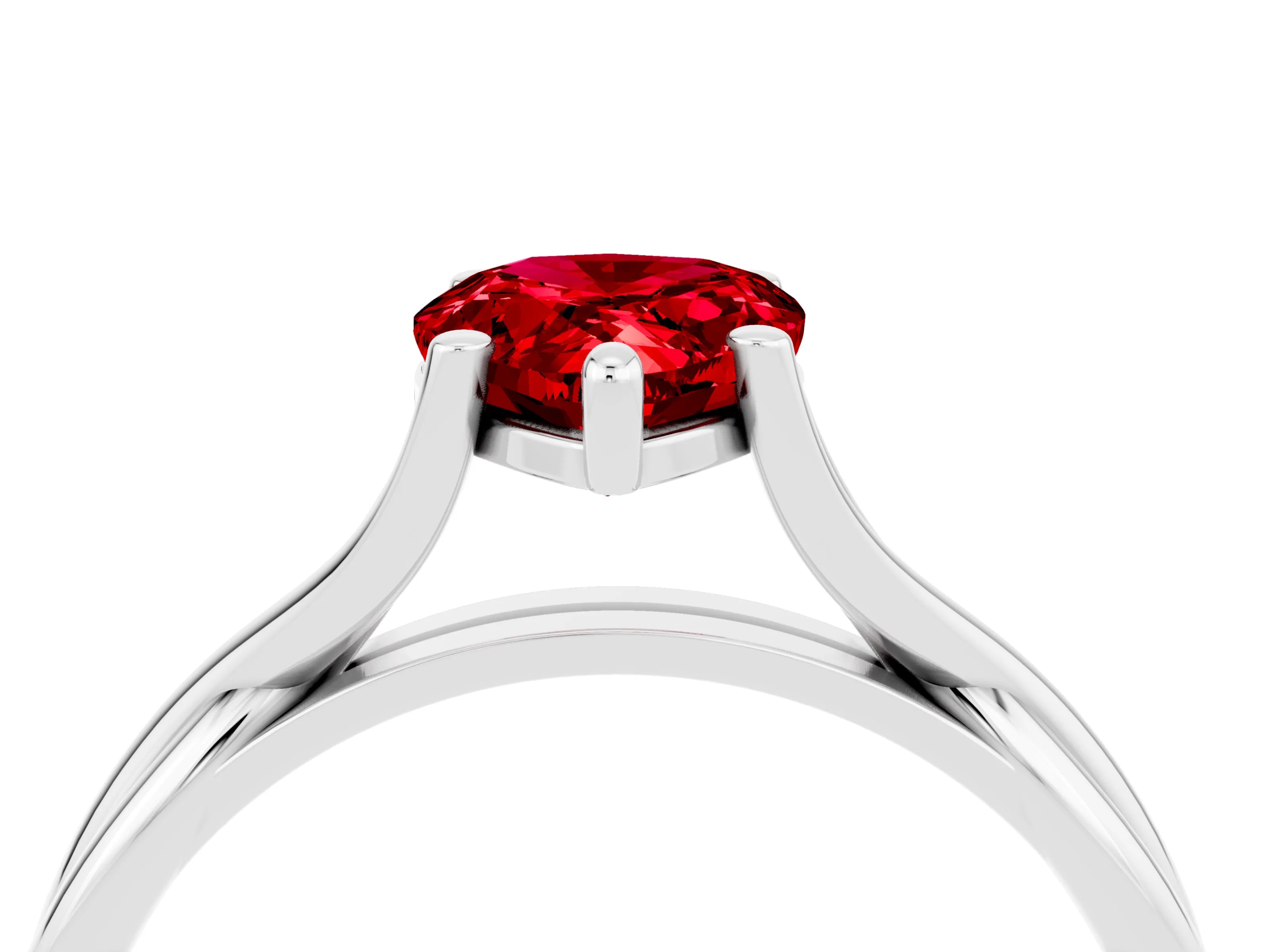 White gold Pear Cut Ruby Solitaire Twist Band Prong Setting Ring_41