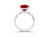 White gold Pear Cut Ruby Solitaire Twisted Band with Round  Accents and Prong Setting_15