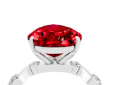 White gold Pear Cut Ruby Solitaire Twisted Band with Round  Accents and Prong Setting_16