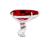 White gold Pear Cut Ruby Solitaire Twisted Band with Round  Accents and Prong Setting_17
