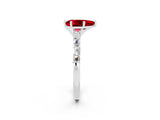 White gold Pear Cut Ruby Solitaire with Side Baguettes and Channel Set Band_2