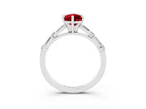 White gold Pear Cut Ruby Solitaire with Side Baguettes and Channel Set Band_3