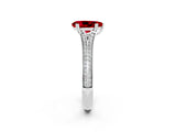 White gold Pear Cut Ruby Split Shank Engagement Ring with Pavé Band_2