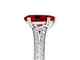 White gold Pear Cut Ruby Split Shank Engagement Ring with Pavé Band_5