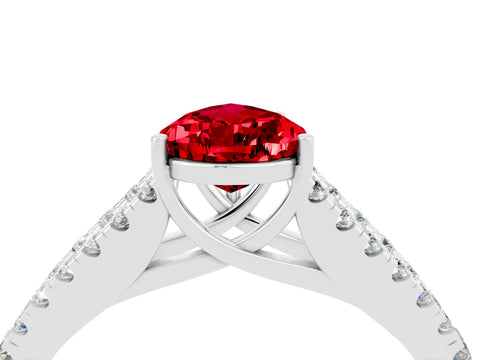 White gold Pear Cut Ruby Split Shank Pavé Engagement Ring with Four-Prong Setting_16