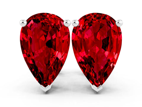 White gold Pear Cut Ruby Stud Earrings_18