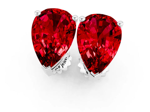 White gold Pear Cut Ruby Stud Earrings_19