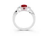 White gold Pear Cut Ruby Three-Stone Ring with Pavé Split Shank and Four-Prong Setting_15