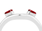 White gold Pear Cut Ruby Two-Stone Open Band Ring with Prong Setting_10
