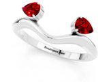 White gold Pear Cut Ruby Two-Stone Open Band Ring with Prong Setting_7