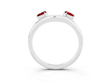 White gold Pear Cut Ruby Two-Stone Open Band Ring with Prong Setting_9