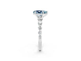 White gold Pear Cut Solitaire Aquamarine Ring with Pave Band and Four-Prong Setting_2