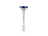 White gold Pear Cut Solitaire Blue Sapphire Ring with Pave Band and Four-Prong Setting_2