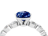 White gold Pear Cut Solitaire Blue Sapphire Ring with Pave Band and Four-Prong Setting_4