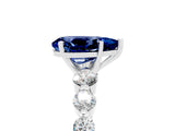 White gold Pear Cut Solitaire Blue Sapphire Ring with Pave Band and Four-Prong Setting_5