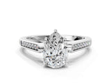 White gold Pear Cut Solitaire Cathedral Diamond Engagement Ring with Channel-Set Band and Four-Prong Setting_3