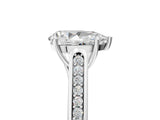 White gold Pear Cut Solitaire Cathedral Diamond Engagement Ring with Channel-Set Band and Four-Prong Setting_8