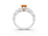 White gold Pear Cut Solitaire Citrine Leaf-Inspired Vine Band Ring with Prong Setting_3