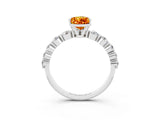 White gold Pear Cut Solitaire Citrine Ring with Pave Band and Four-Prong Setting_3