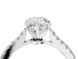 White gold Pear Cut Solitaire Diamond Engagement Ring with Pave Band and Four-Prong Setting_192