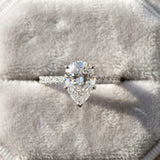 White gold Pear Cut Solitaire Diamond Engagement Ring with Pave Band and Four-Prong Setting_211