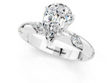 White gold Pear Cut Solitaire Diamond Engagement Ring with Twisted Pave Band and Four-Prong Setting_1