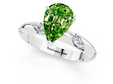 White gold Pear Cut Solitaire Diamond Engagement Ring with Twisted Pave Band and Four-Prong Setting_1